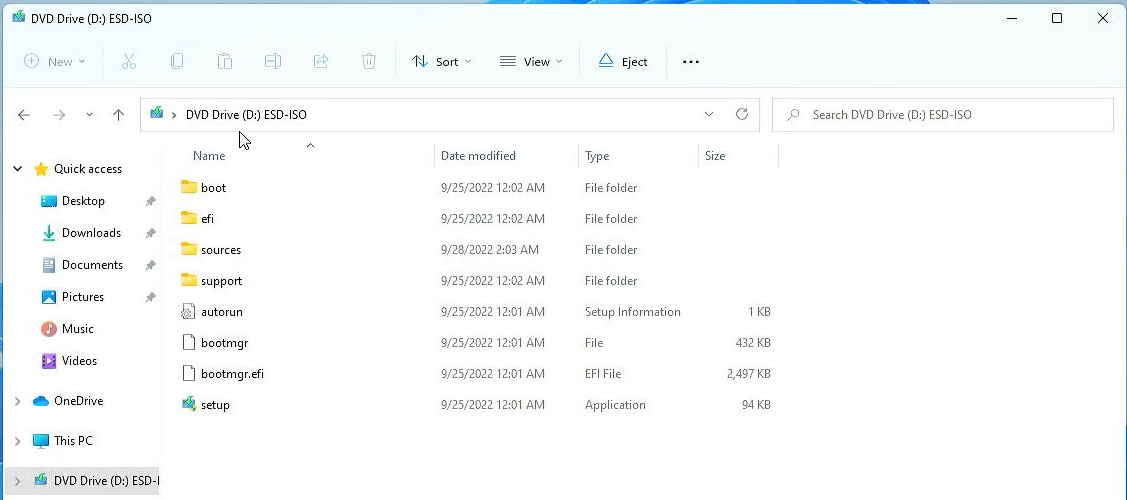 Windows 11 安装镜像中的文件